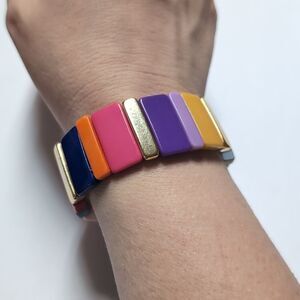 207 Gold Multicolor Beaded Stretch‎ Bracelet
